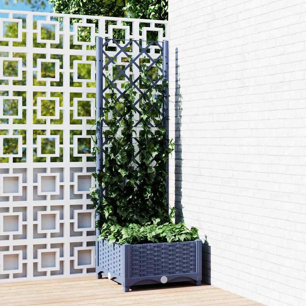 Fioriera Verticale vidaXL Grigio Blu 40x40x121,5 cm PP per Terrazzi