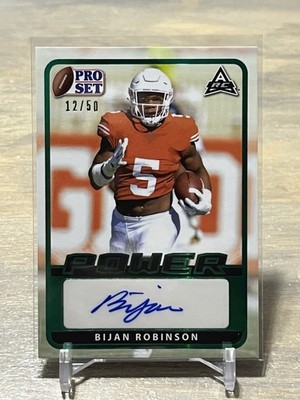 2021 Leaf Pro Set Bijan Robinson Rookie Power Green Foil Autograph #/50 RC