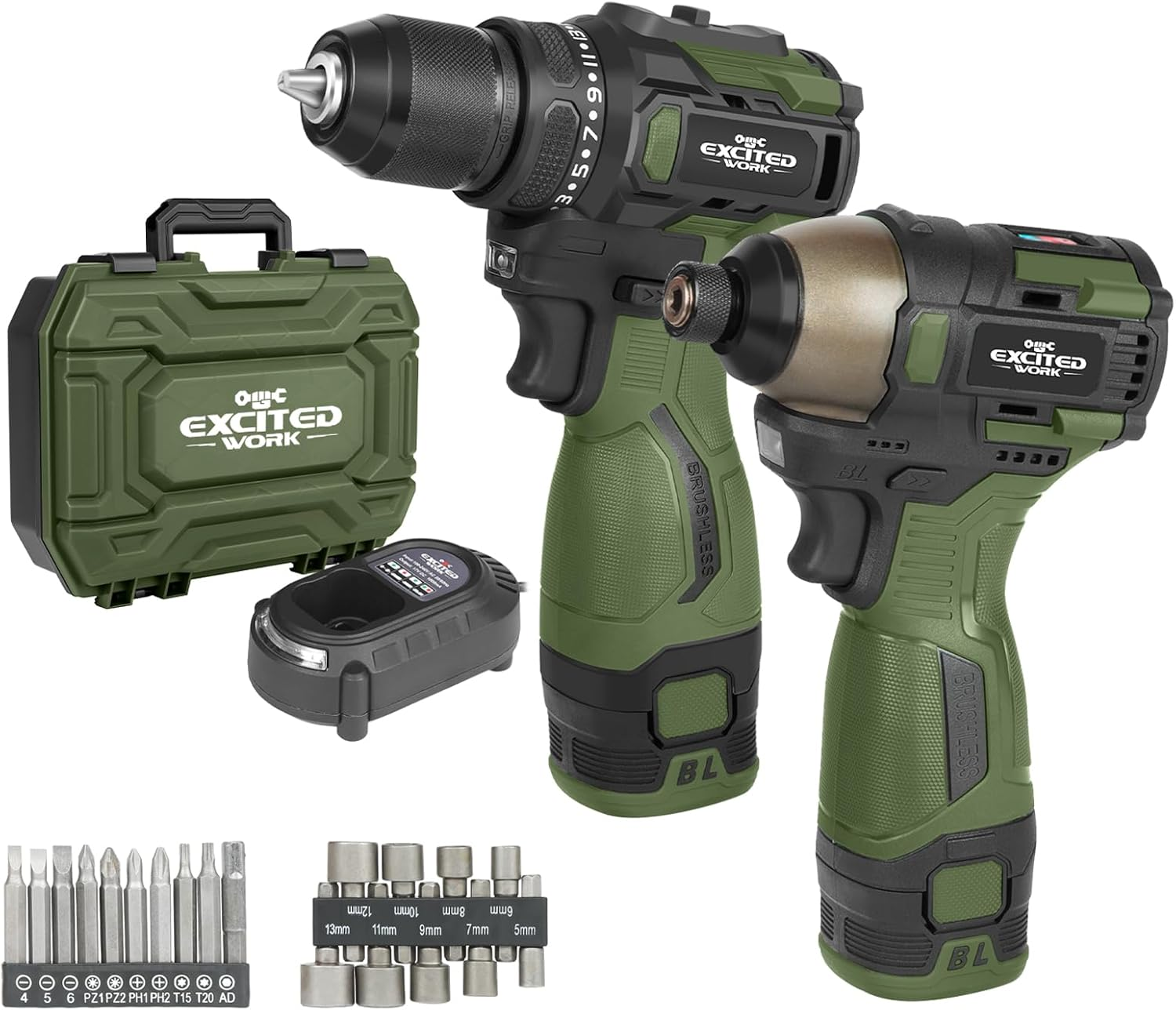 17V Brushless Cordless Drill and Impact Driver Set