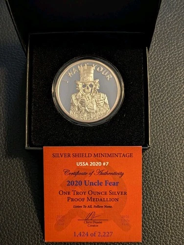 2020 Silver Shield "Uncle Fear" 1 Ozt 999 FS Proof Medallion W/COA