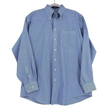 Nautica Mens Striped Button Down Shirt Dress Shirt Blue White 16 1/2 34/35