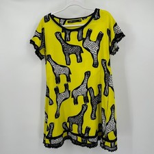 Womens Whimsical Giraffe Print Shift Dress Size XL Playful Neon Artsy Statement