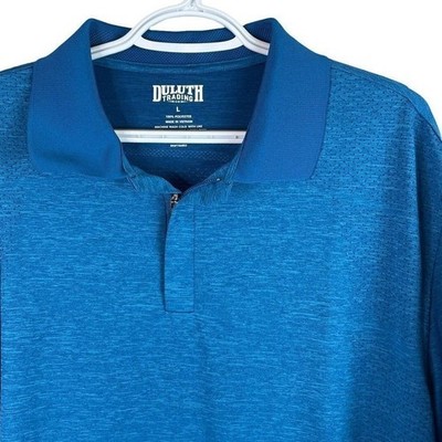 Duluth Polo Shirt Mens L Blue Quarter Zip Space Dye Performance Top Short Sleeve