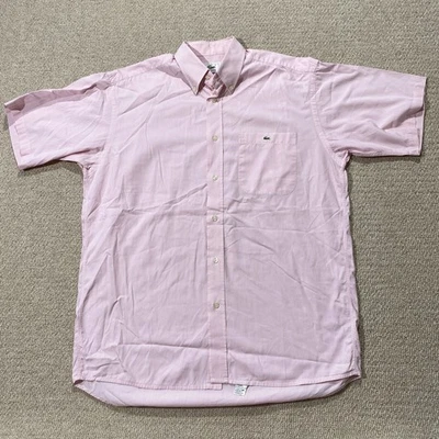 Lacoste Shirt Mens 39 Medium Classic Fit Pink Striped Short Sleeve - Image 1 of 4