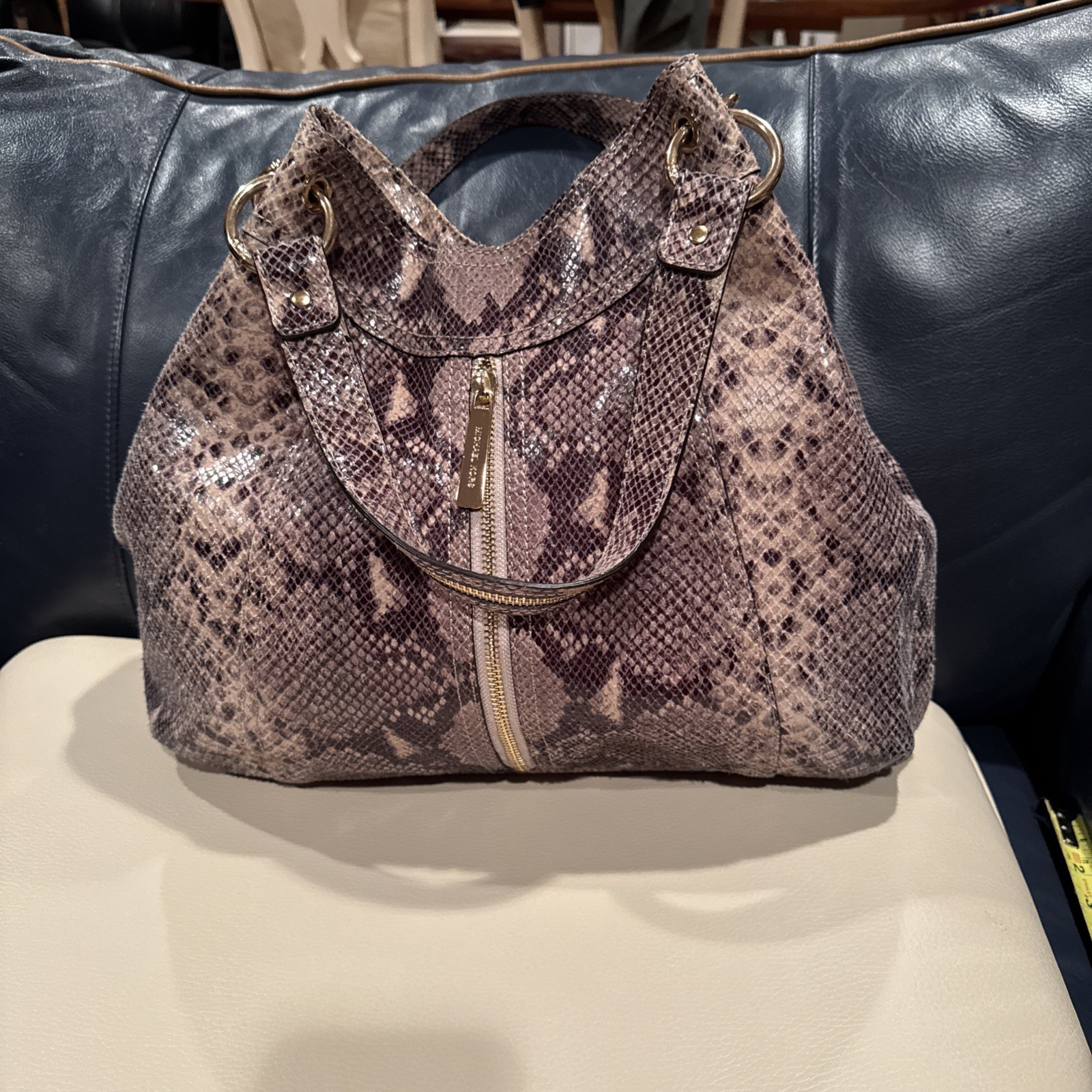 Michael Kors snake print On Leather shoulder bag … - image 1
