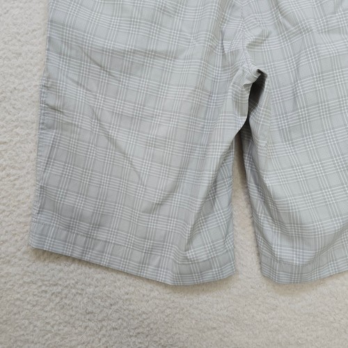 Nike Dri-Fit Golf Shorts Mens 32 Gray White Plaid Flat Front Stretch Swoosh - Picture 11 of 13