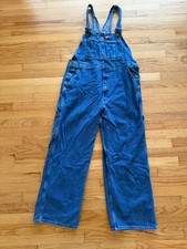 Dickies Men's Denim Bib Overall Stone Washed Indigo Blue 36 x 30 Workwear Nice