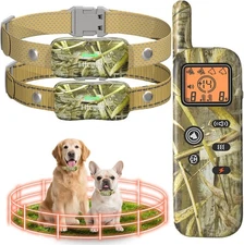 Wireless Dog Fence System for 2 Dogs Electric Fences GT1 Yellow*2 collar 