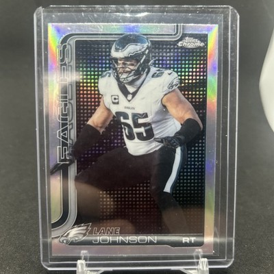 2025 Lane Johnson Topps Football Chrome Lightboard Logo Refractor 246 SSP Eagles