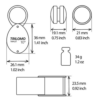 TRILOMO (ex BelOMO) 10x Triplet Loupe Magnifier. Black Egg. 21mm