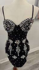 Windsor black short mini dress, jeweled desig...