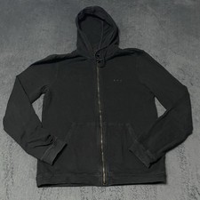 John Varvatos Hoodie Mens S Black Full Zip Three Star Lightweight Cotton USA