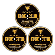 FOXBC 10 inch 200-Tooth Contractor Saw Blade for Plastic, Vinyl Yellow