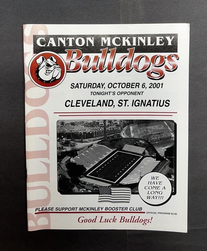Canton McKinley Bulldogs 2001 program vs Cleveland St Ignatius