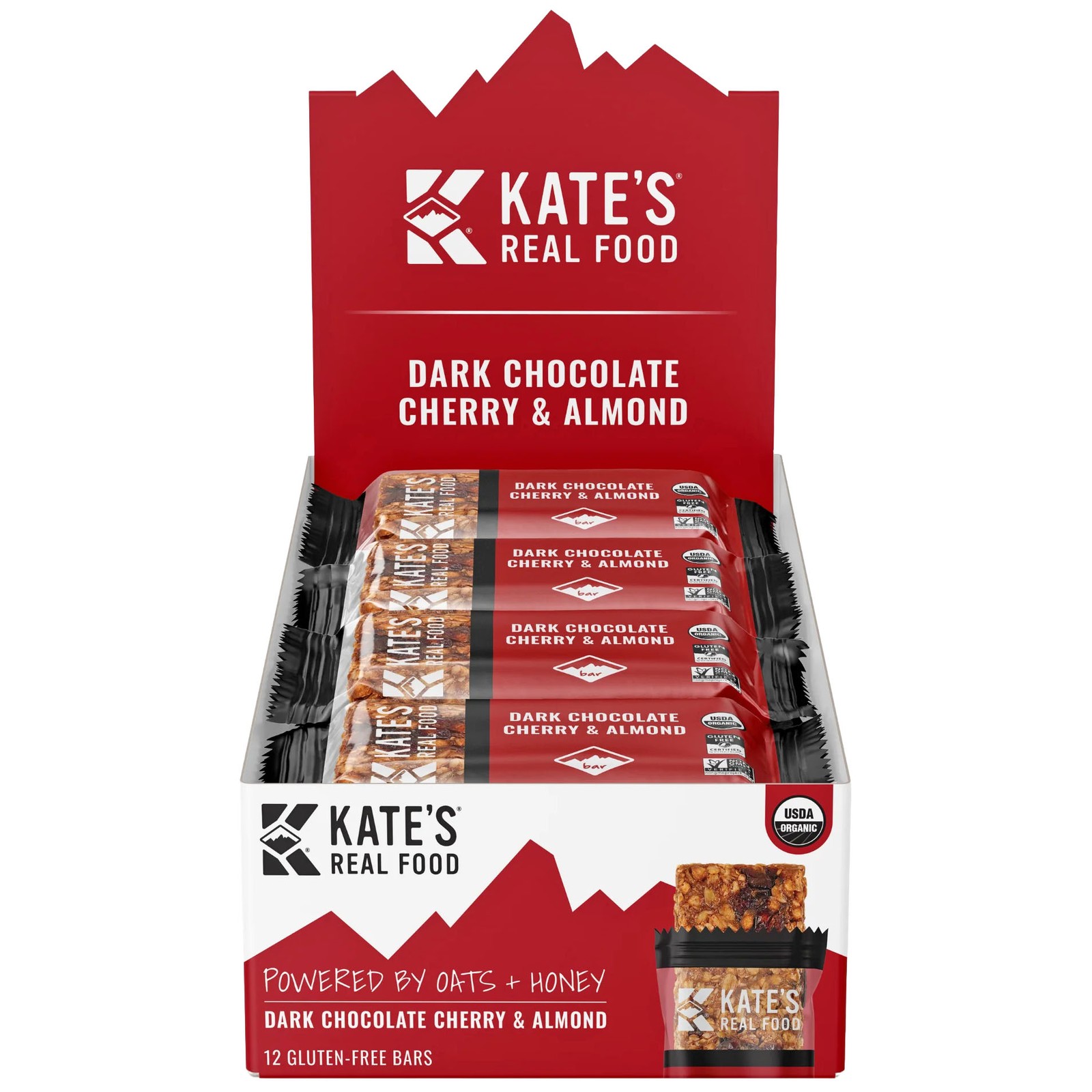 Kates Real Food Organic Energy Bars with Dark Chocolate, Cherry - Almond -