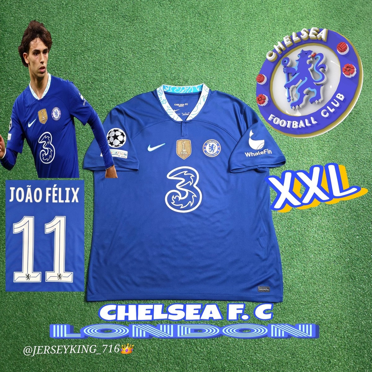 🇬🇧Nike Chelsea FC Joao Felix #11 2022/2023 Home Blue Jersey UCL