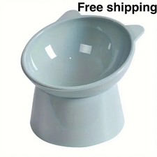 Raised Cat Bowl Elevated Anti-Tip Food Water Feeding Pet Dish Feeder Blue New
