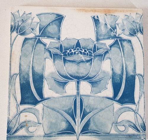 Antique Fireplace Tile Art Nouveau Transfer Print T&R Boote attributed C1900 - Picture 4 of 16
