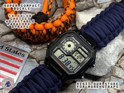 Handmade Casio World Timer AE1200 Adjustable Paracord Watch