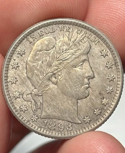 1893-O Barber Quarter AU About Uncirculated - Original And Crusty!