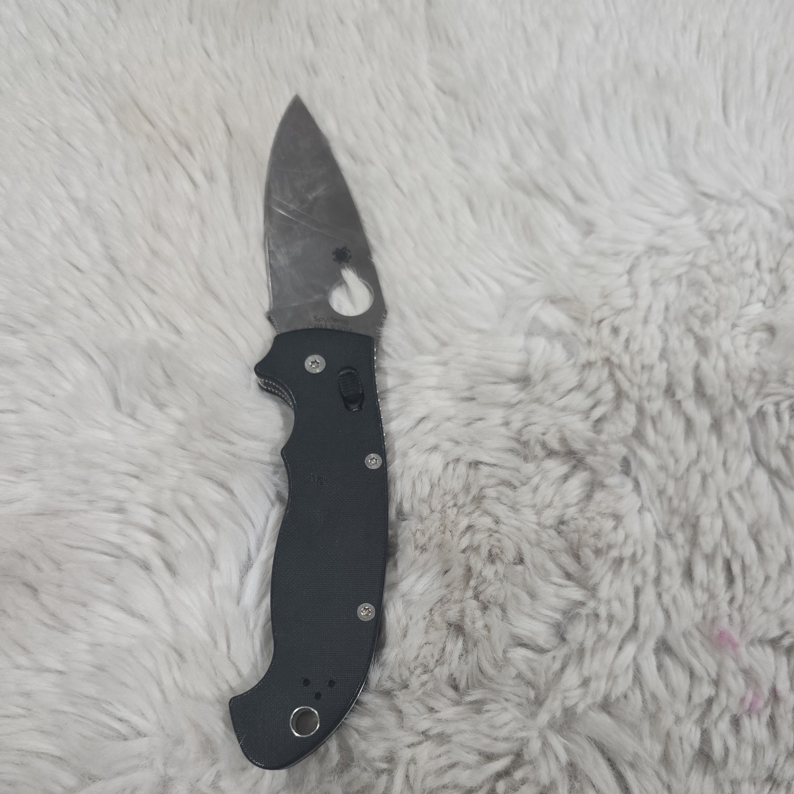 Spyderco Folding Pocket Knife CPM S30V Silver Plain 