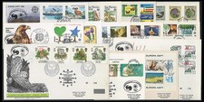 Collection année complète 36 FDC "EUROPA CEPT 1986 - Conservation Nature" 33 pay