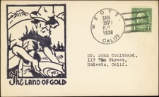 U.S., 1938. California Town cds Coulthard cachet, Weott, CA