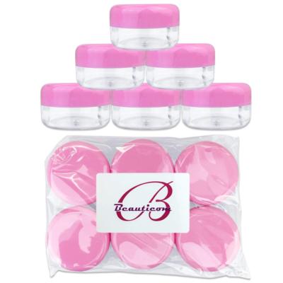 6 Pieces 15G/15ML Round Clear Cosmetic Cream Sample Jars Pink Lids BPA Free
