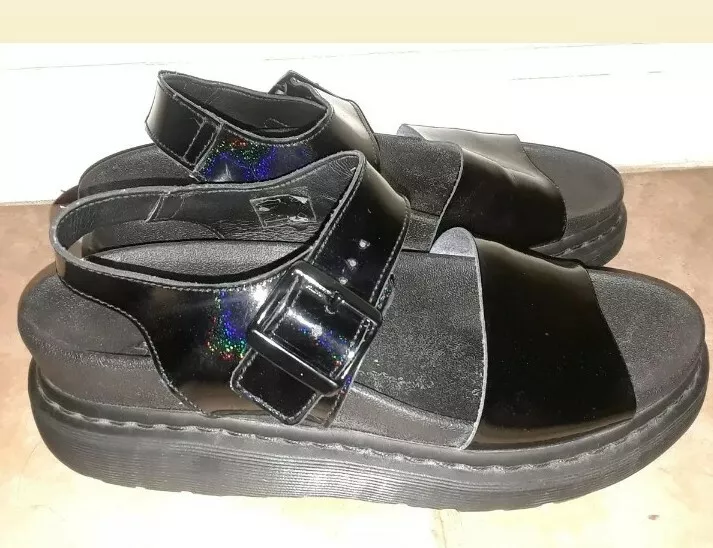DOC DR MARTENS SANDALS ROMI OPEN TOE HOLOGRAPHIC 10 US 8 UK 42 EU EUC