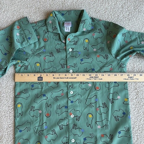Hanna Andersson Green Cotton Tale Bunnies Poplin Pajama Set Kids Size 10 - Picture 8 of 16