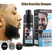 200ml Permanent Men Beard Hair Color Dye Tint Moustache Black Darkening Shampoo