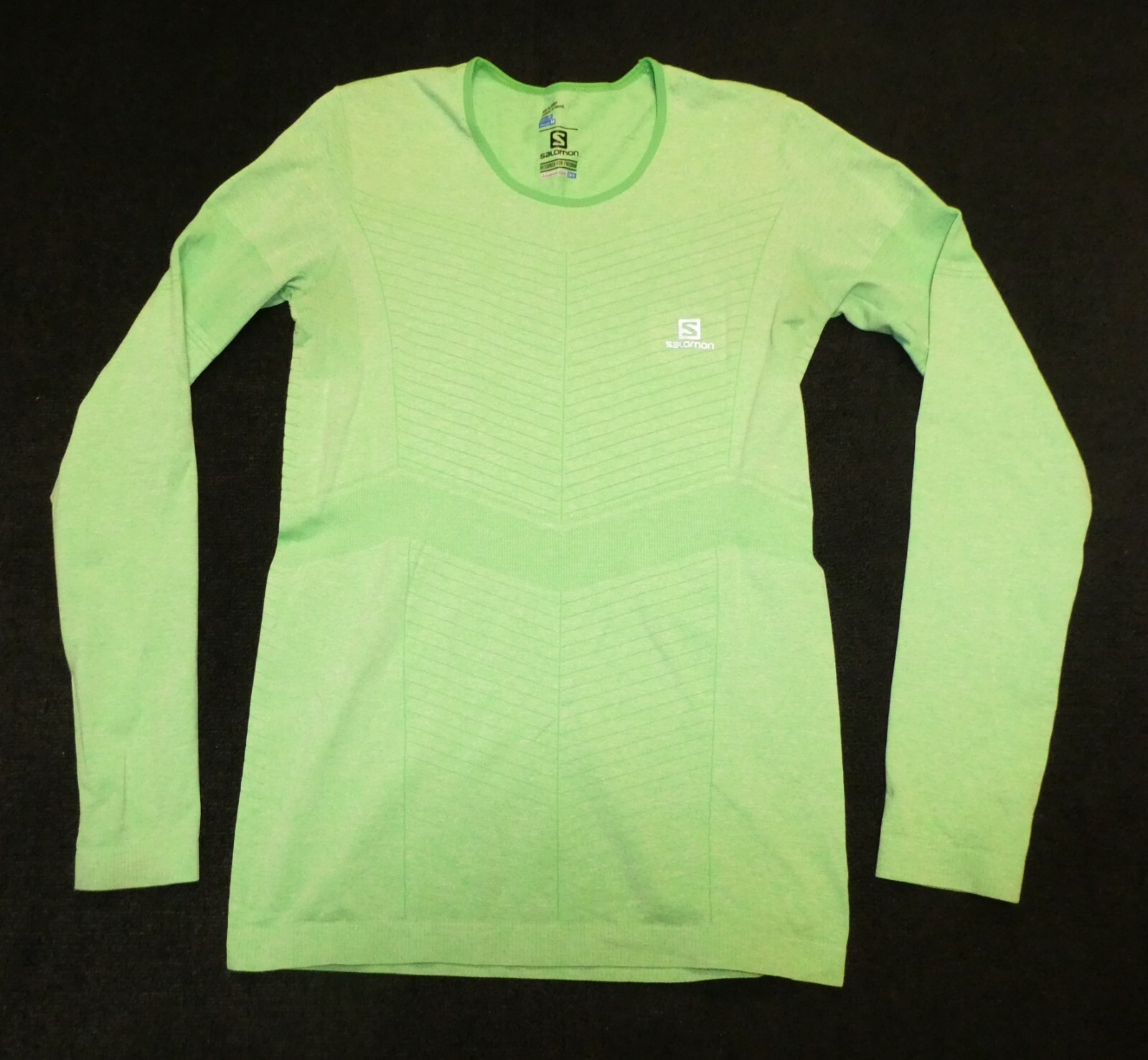 Camicia donna Salomon verde chiaro stampa elasticizzata maniche lunghe taglia M