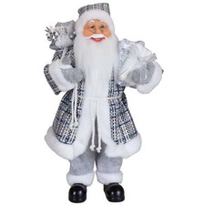 Weihnachtsmann Hilmar 45cm Weihnachten Deko Figur stehend Nikolaus Santa grau