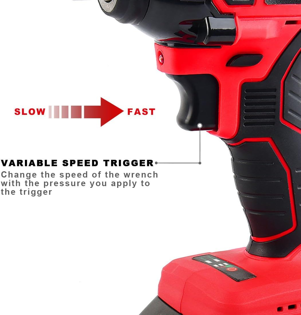 AUTOJARE Cordless Impact Wrench Kit 1/2 Inch,Electric Powerful