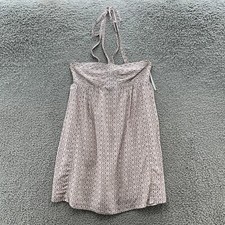 Madewell Dress Women 4 White Burgundy Print 100 Silk Halter Short Babydoll Mini