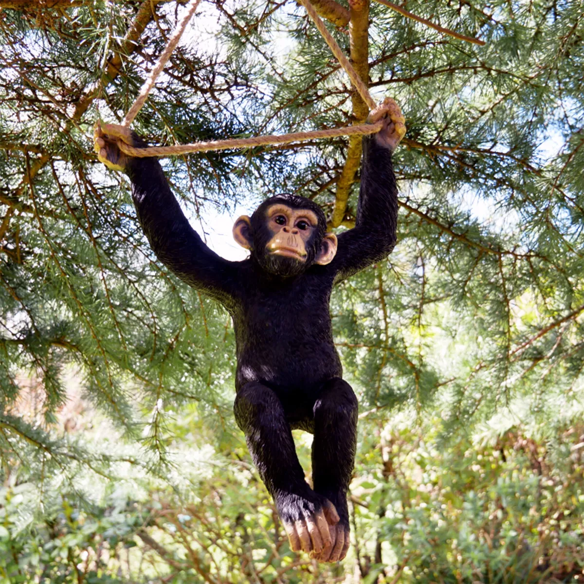 Climbing Monkey Tree Hanging On Rope Garden Ornament Jungle Statue  Sculpture