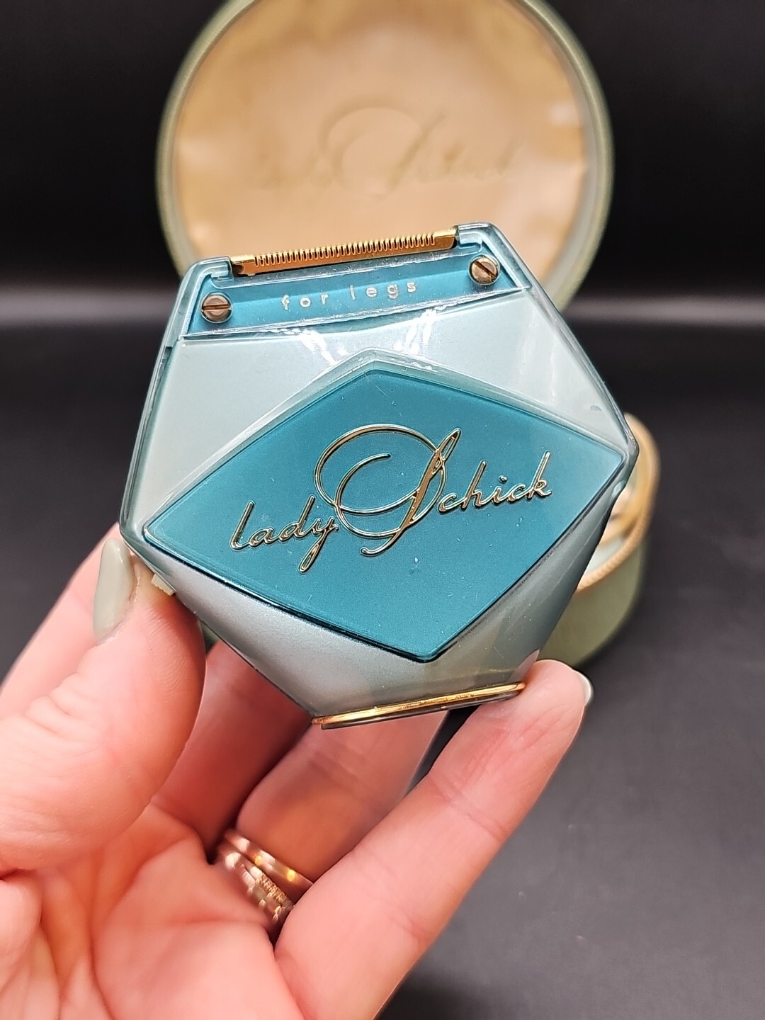 Vintage Lady Schick Electric Shaver blue in case 1960's? Nice works mcm