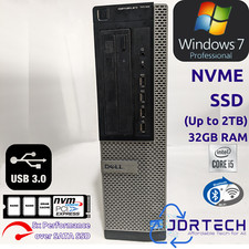 Customizable Windows 7 Pro Dell Optiplex 7010 Core i5 NVME SSD 32GB WiFi BT USB3