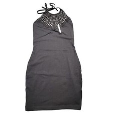 Asos Black Mini Dress Stretch Bodycon Halter Preppy Lace NEW Women Size 4 Petite