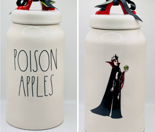 Rae Dunn Disney Villains Evil Queen Poison Apple Canister 10” Halloween New Rare - 第 1/1 張圖片