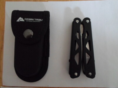 Ozark Trail 11 in 1 Multi Tool Black Rubber Coated Handle Stainless 