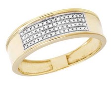 10K Yellow Gold Real Diamond Men's Band Ring 0.15 CT 12MM