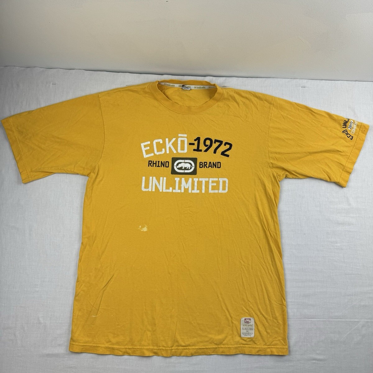 00s ECKO UNLTD ヒップホップ ストリート Y2K ゴールデンサイズ Vintage Ecko Unltd T Shirt Adult XL Yellow Baggy Relaxed Hipster