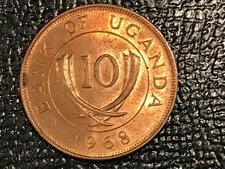 HIGH GRADE UNC 1968 UGHANDA 10 CENTS-FEB282