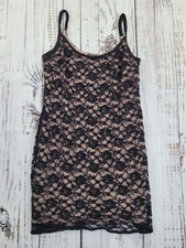NWT Adrianna Papell Sleeveless Beaded Lace Cocktail Dress Black Nude Size 4