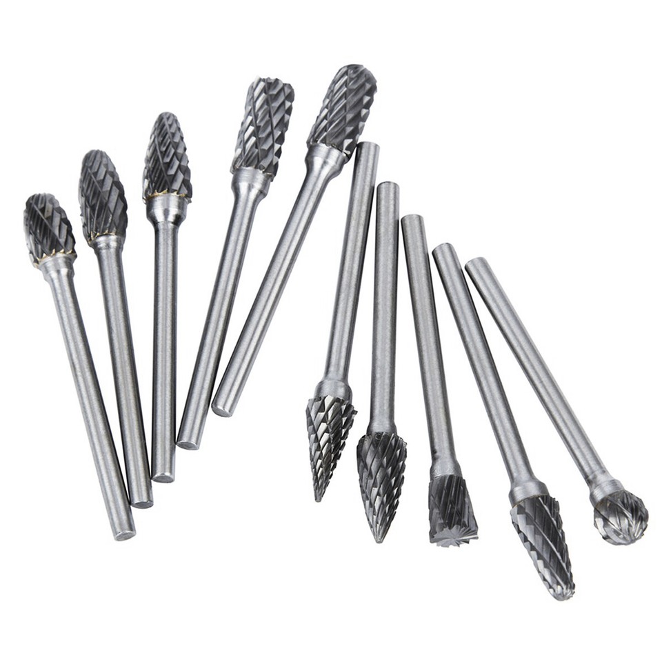 OLIVE- 20Pc 1/8 Tungsten Carbide Rotary Drill Bits Burr Die Grinder Shank Carving Set