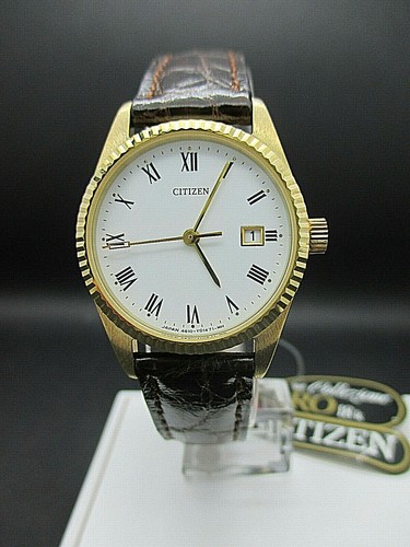 OROLOGIO DONNA CITIZEN CON DATARIO ORO 18KT MODELLO ROLEX CINTURINO  COCCODRILLO | eBay