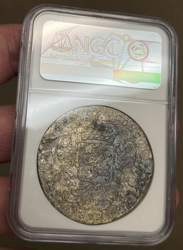 1742 Netherlands Ducaton Hollandia Shipwreck NGC AU Details Sea Salvaged Silver - Picture 12 of 12