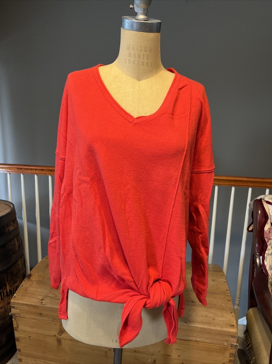 Soma Women's SZ Large Red V Neck Tie Front Pullover Sweater | eBay