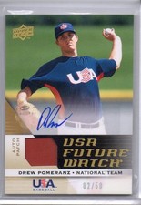 2009 Upper Deck USA Baseball Drew Pomeranz Autograph Jersey FW Rookie 02/50 Auto